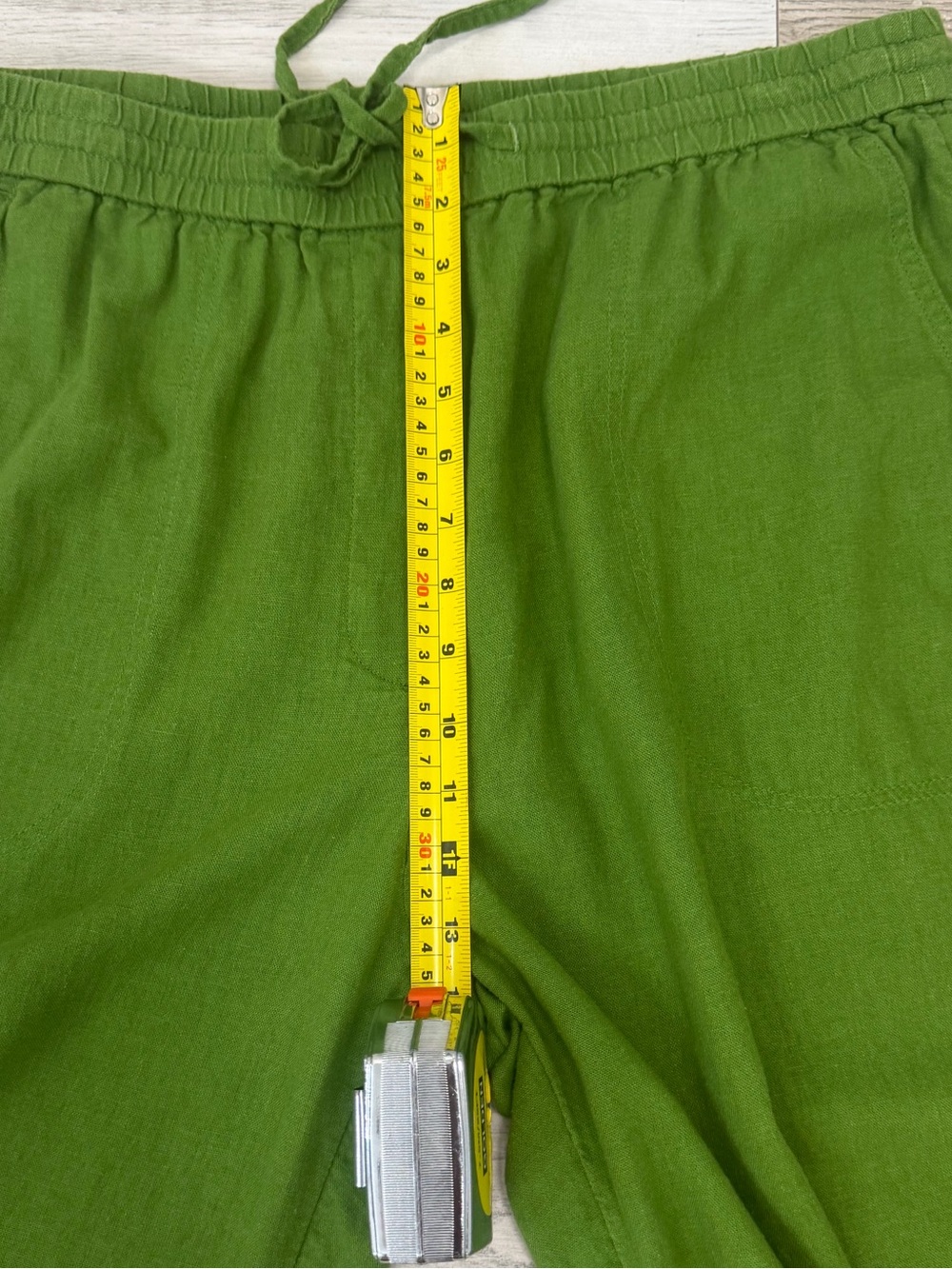Banana Republic: Straight Linen Blend Women's Pull on Pant - Size L - Green - Picture 8 of 9